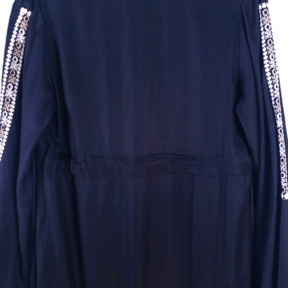 ANGIE Boho Embroidered Tassel Ruffles Dress Black - Picture 7 of 8